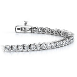 6 Carats Prong Set Round Cut Lab Grown Diamond Tennis Bracelet White Gold