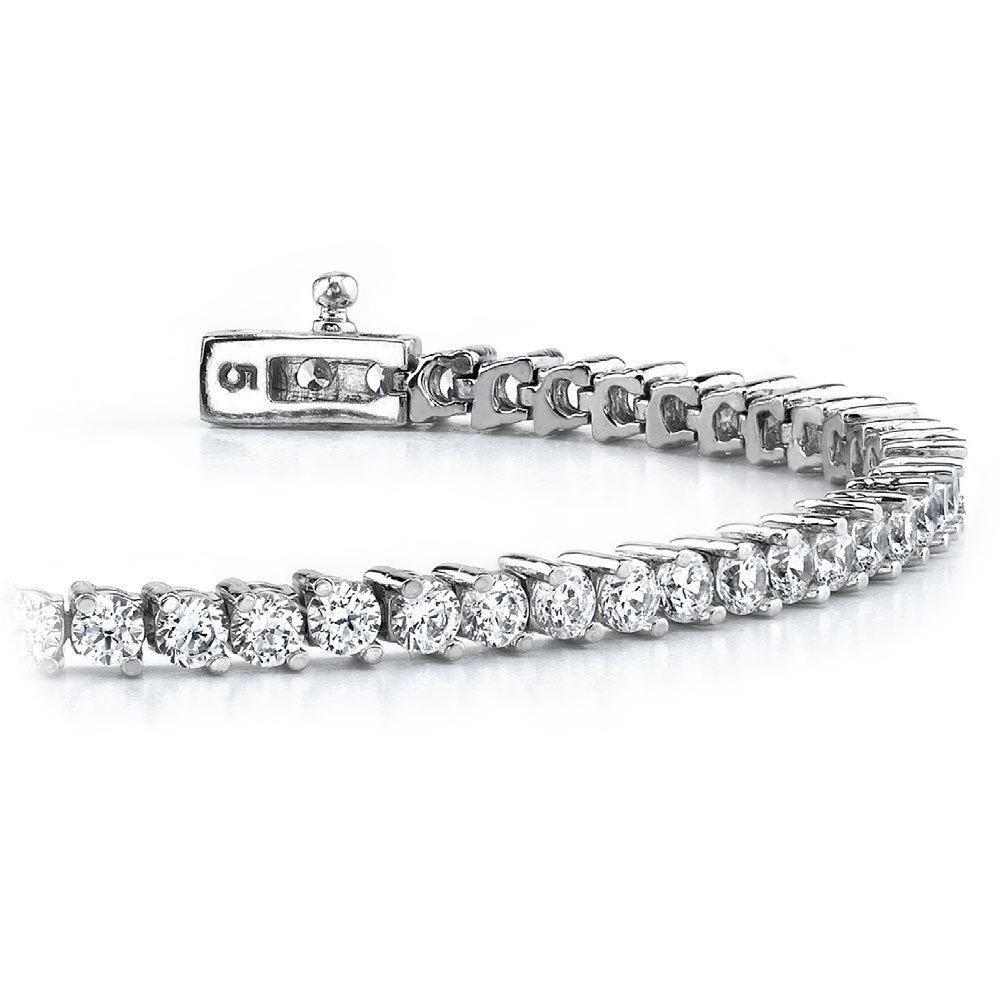 6 Carats Prong Set Round Cut Lab Grown Diamond Tennis Bracelet White Gold