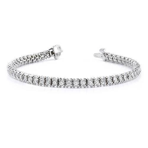 6 Carats Round Cut Lab Grown Diamonds Tennis Bracelet White Gold Prong Set