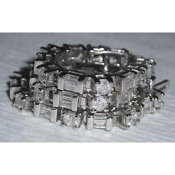 11.40 Ct. Diamond Tennis Bracelet WG Baguettes & Round Diamonds