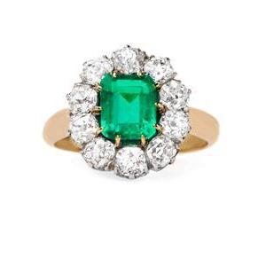 7 Carats Green Emerald Diamond Wedding Ring Yellow Gold 14K Gemstone Ring