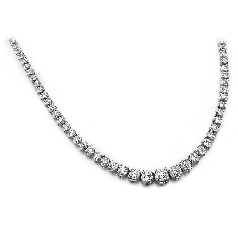 7 Carats Prong Set Diamonds Necklace White Gold 14K Necklace