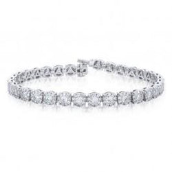 7 Carats Prong Set Round Natural Earth Mined Diamond Tennis Bracelet Solid White Gold