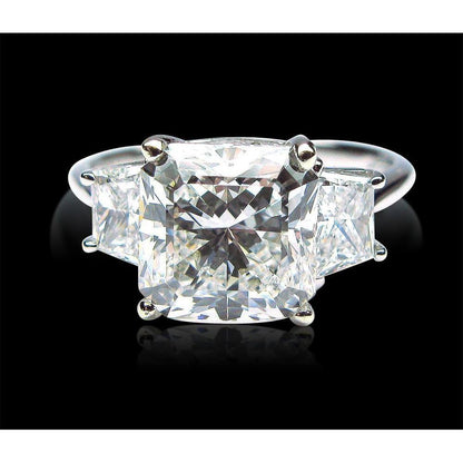 7 Carats Radiant& Trapezoid Diamond Three Stone Ring Three Stone Ring