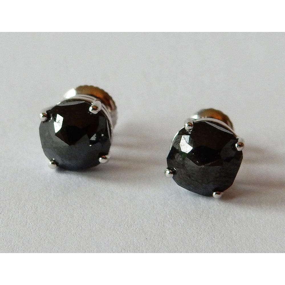 New Style Stud Earrings Cushion Black Diamonds Black Nice White Gold Finish Stud Earrings