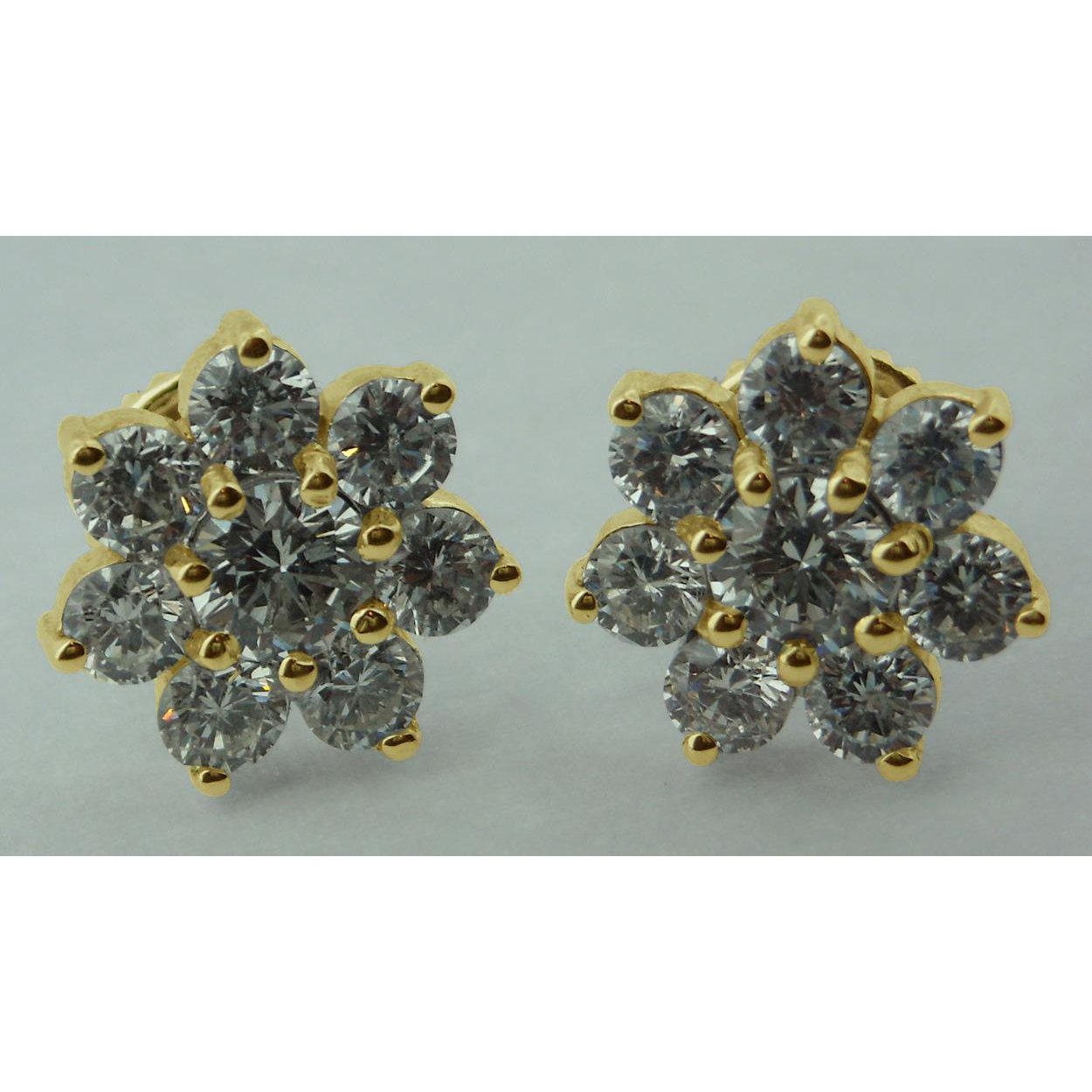 7 Carats Yellow Gold G Vs1 Round Diamond Stud Earrings Brand New Studs- Halo
