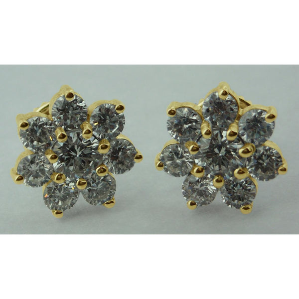 atjewels Women's Daily Use White CZ Flower Stud Earrings in 18k Yellow –  atjewels.in