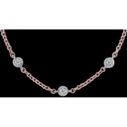 7 Ct Diamond Necklace Pendant Rose/White Gold New