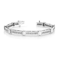 Real 4 Ct Round Channel Setting Diamond Bracelet White Gold Jewelry