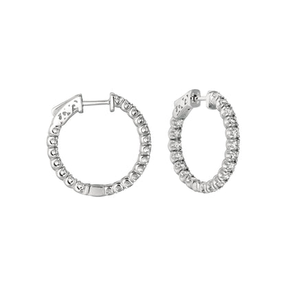 7 Pointer Diamond Hoop Earrings 2.75 Carats 14K White Hoop Earrings