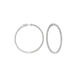 7 Pointer Diamond Hoop Earrings 7.75 Carats 14K White