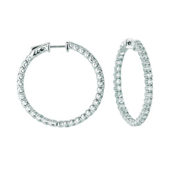 Hoop Earrings/Patented Snap Lock 4.50 Carats 14K White
