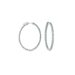 7 Pointer Oval Shape Hoop Earrings 5.46 Carats 14K White