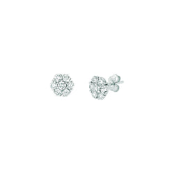Stud Diamond Earrings 1.04 Carats 14K White Gold