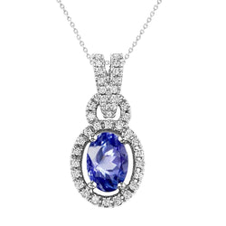 7.01 Ct Sri Lankan Sapphire And Diamonds Necklace Pendant Gold