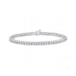 7.05 Ct Princess Prong Setting Lab Grown Diamond Tennis Bracelet White Gold 10K