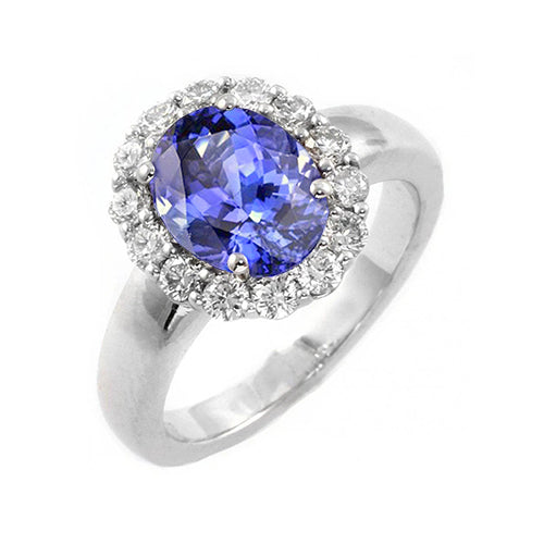 New Amazing Style Oval Tanzanite With Diamonds Wedding Ring Gold White