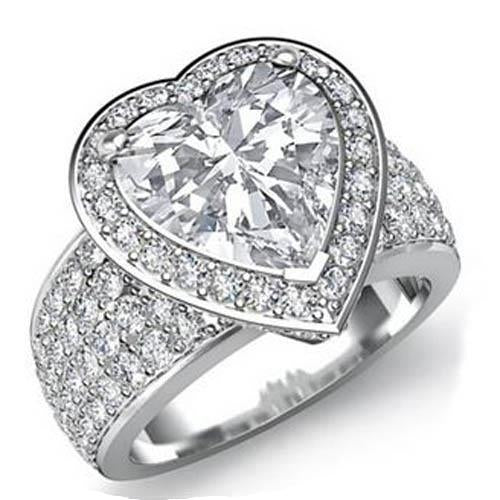 7.50 Carats Heart Lab Grown Diamond Halo Ring White Gold 14K Halo Ring