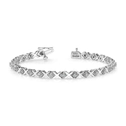 7.50 Carats Round Prong Set Natural Diamond X Style Bracelet White Gold 14K