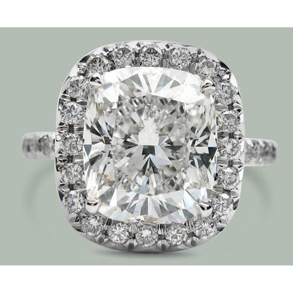 7.50 Ct Cushion Genuine Lab Grown Diamond Halo Engagement Ring White Gold