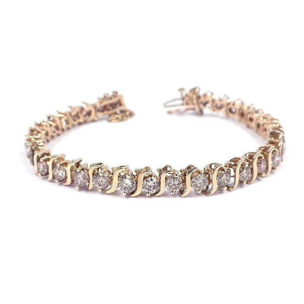 7.50 Ct Round Cut Lab Grown Diamond Ladies Tennis Bracelet Yellow Gold Jewelry