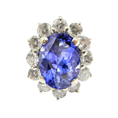 natural round tanzanite 7.50ct ring front view