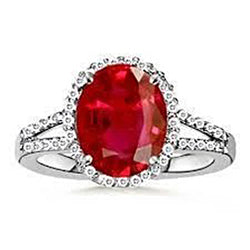 7.50 Ct Diamond And Red Ruby Gem-Stone Ring Jewelry White Gold 14K