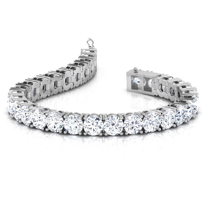 7.75 Carats Round Lab Grown Diamond Tennis Bracelet White Gold 10K