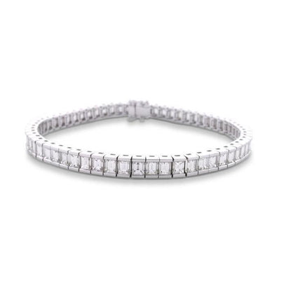 7.80 Ct Channel Set Baguette Cut Lab Grown Diamond Tennis Bracelet White Gold