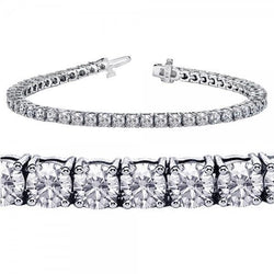 7.80 Ct Four Prong Setting Round Lab Grown Diamond Tennis Bracelet Solid Gold