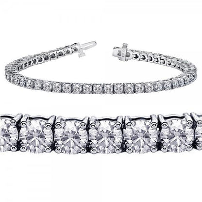 7.80 Ct Four Prong Setting Round Lab Grown Diamond Tennis Bracelet Solid Gold