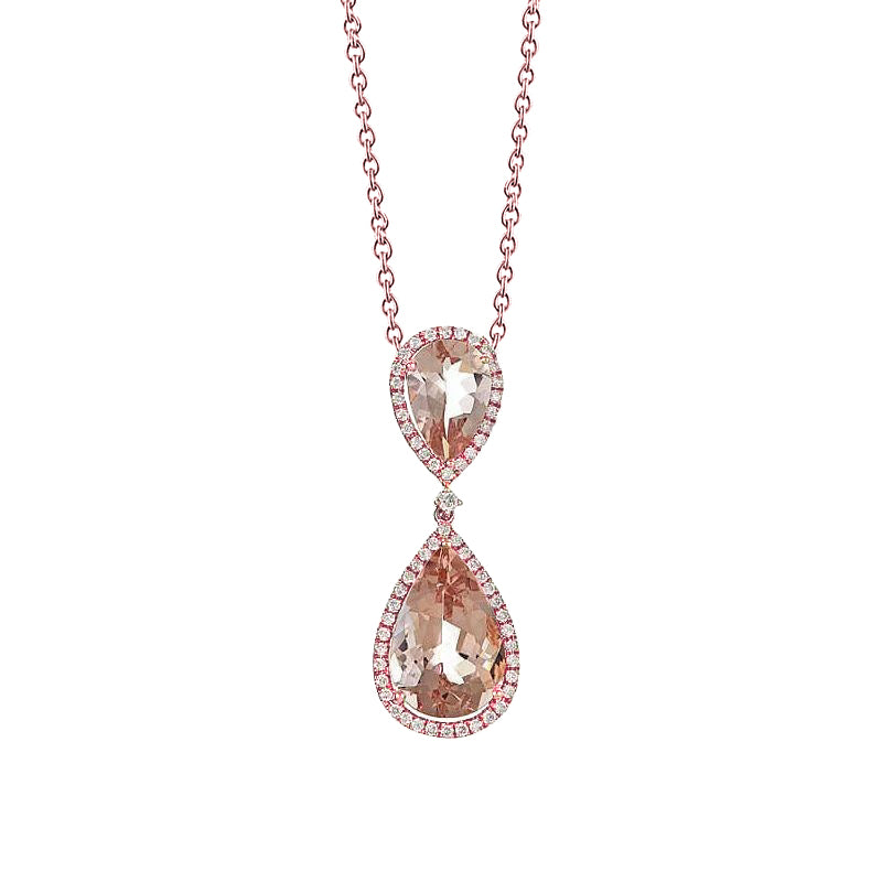 7.85 Carat Morganite Pendant With 14K Rose Gold