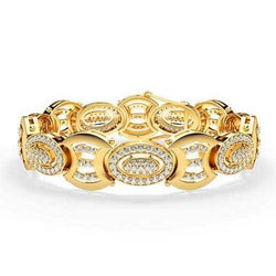 7 Carats Small Round Cut Diamonds Men's Bracelet Gold Yellow 14K