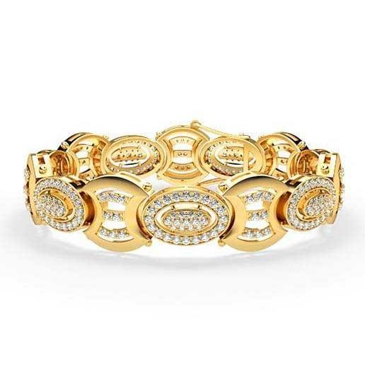 7.00 Carats Small Round Cut Diamonds Men'S Bracelet Gold Yellow 14K Mens Bracelet