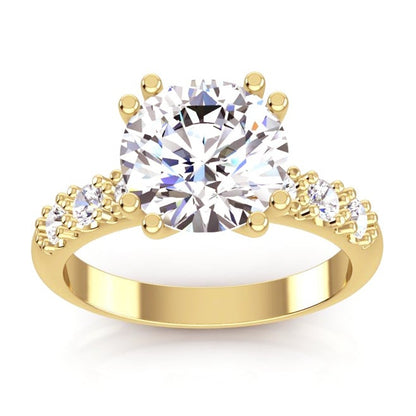 Women’s Round Old Cut Natural Earth Mined Diamond Ring 3.50 Carats White Gold 14K