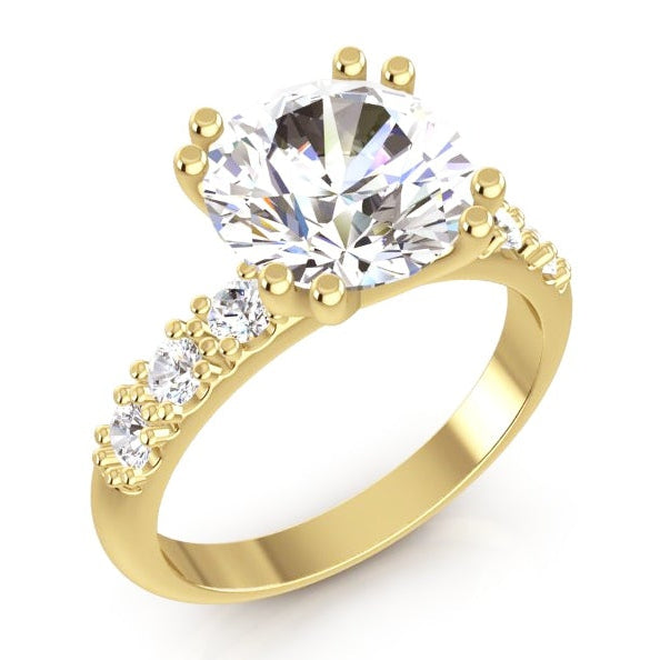 Women’s Round Old Cut Natural Earth Mined Diamond Ring 3.50 Carats White Gold 14K