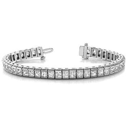 Real  12.60 Carats Sparkling Princess Cut Diamonds Tennis Bracelet WG 14K