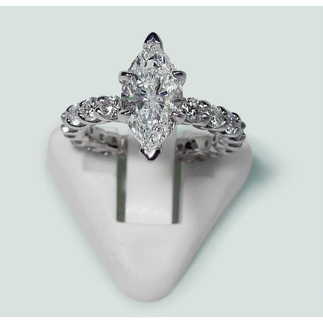 Unique Fancy Marquise And Round Diamond Engagement Ring White Gold Engagement Ring