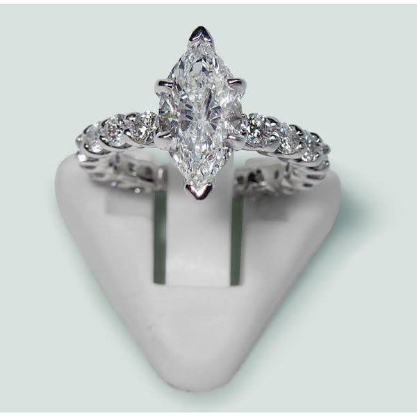 Engagement Ring Marquise And Round Diamond Engagement Ring White Gold 