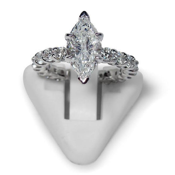 Marquise And Round Diamond Engagement Ring 2.75 Carats White Gold Engagement Ring