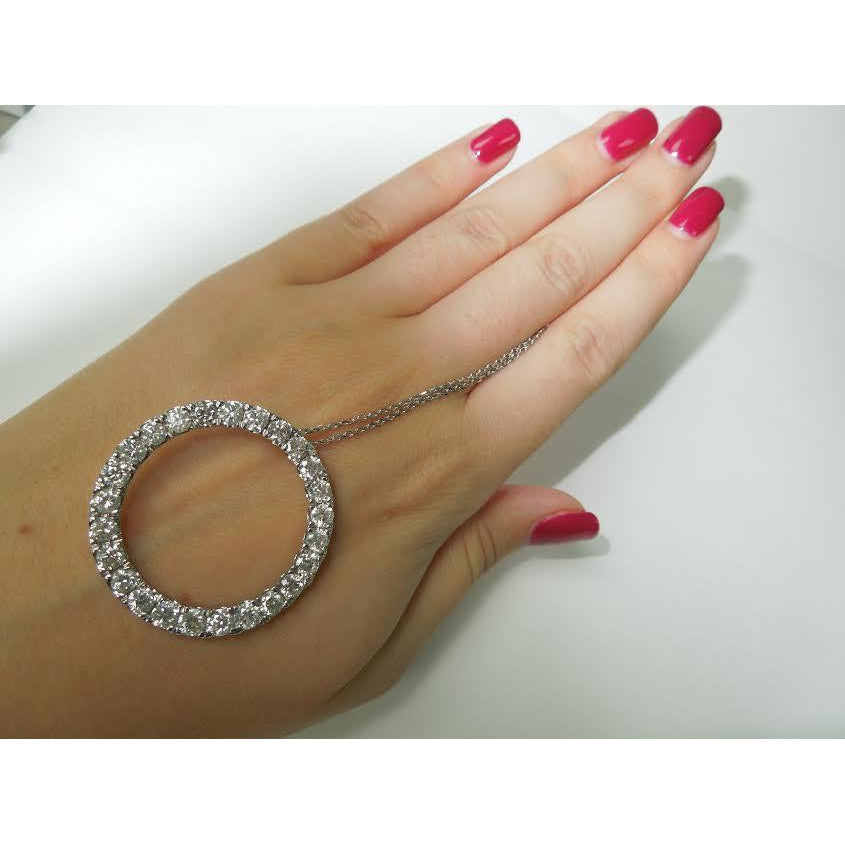 Pendant 8.75 Carats Ladies Circle Of Life Diamond Pendant White Gold Jewelry