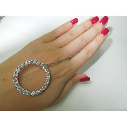 Pendant 8.75 Carats Ladies Circle Of Life Diamond Pendant White Gold Jewelry