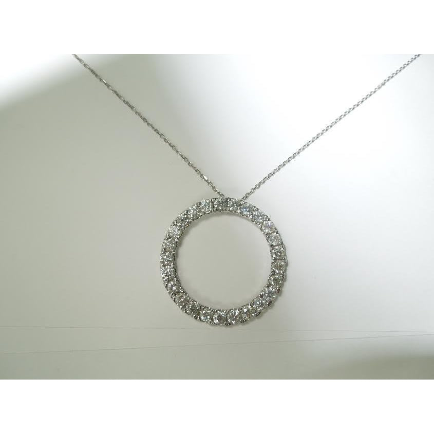 8.75 Carats Ladies Circle Of Life Diamond Pendant White Gold Jewelry Pendant