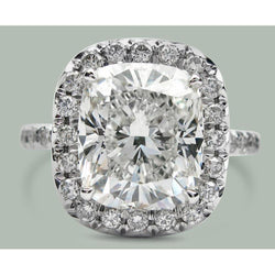 7.50 Ct Cushion Diamond Halo Engagement Ring White Gold
