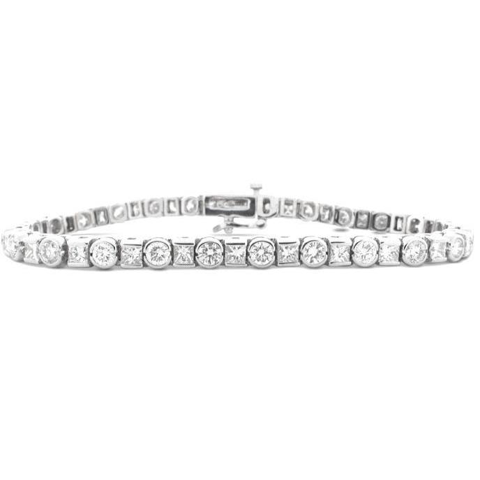 7.5 Ct Princess And Round Diamond Tennis Bracelet White Gold Jewelry Tennis Bracelet