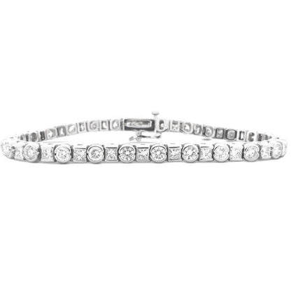 7.5 Ct Princess And Round Diamond Tennis Bracelet White Gold Jewelry Tennis Bracelet