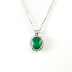 7.50 Ct. Green Emerald & Diamond Gemstone Pendant Chain Necklace