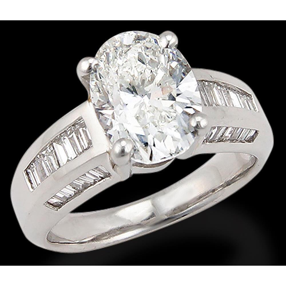 Oval Diamond Solitaire With Solitaire Ring with Accents