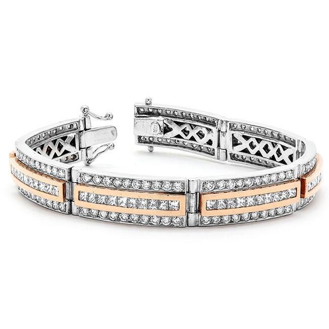 7.50 Ct Sparkling Princess And Round Cut Diamonds Men'S Bracelet Mens Bracelet