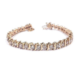 Real  7.50 Ct Round Cut Diamond Ladies Tennis Bracelet Yellow Gold Jewelry